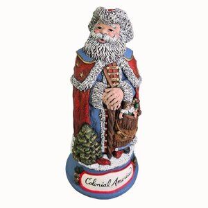 Gare Colonial America Santa Claus Christmas Figure Hand Paint Ceramic Bisque Vtg